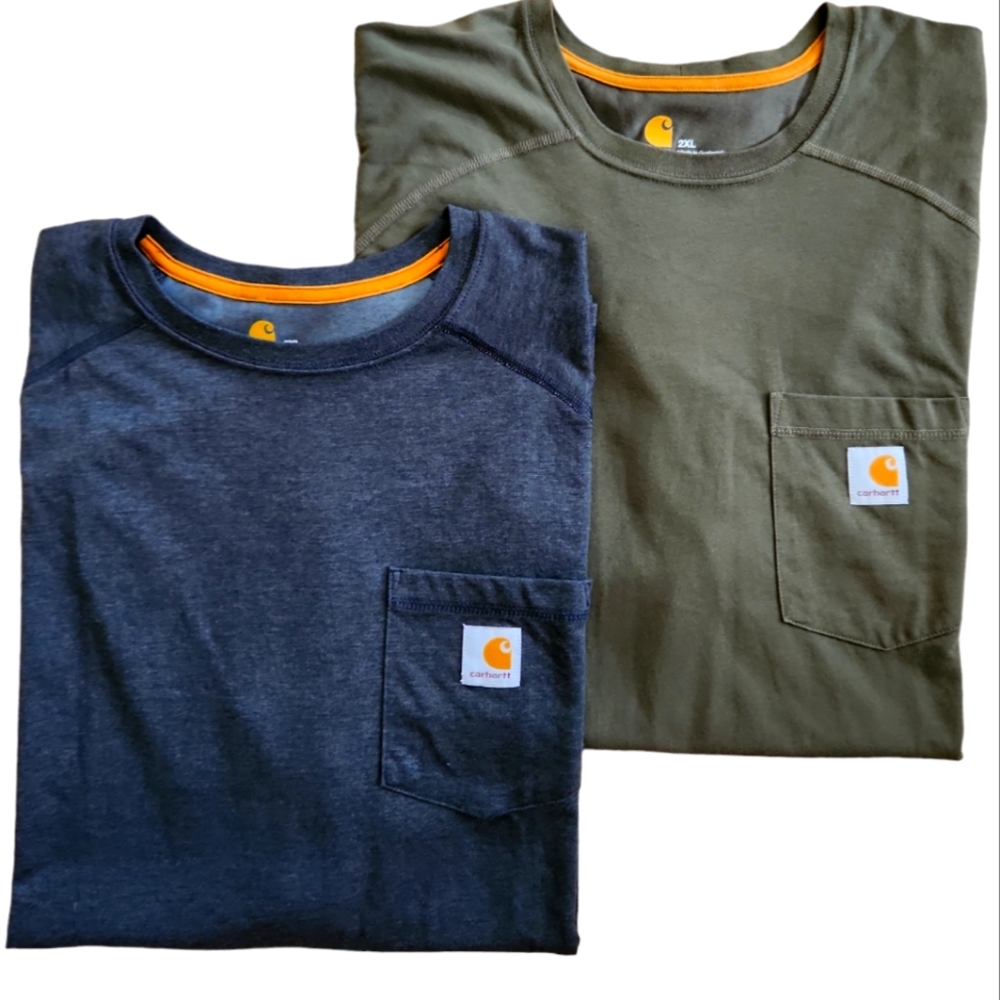 CARHARTT Force T-Shirt Bundle, Gray and Sage Green Relaxed Fit XXL 2XL